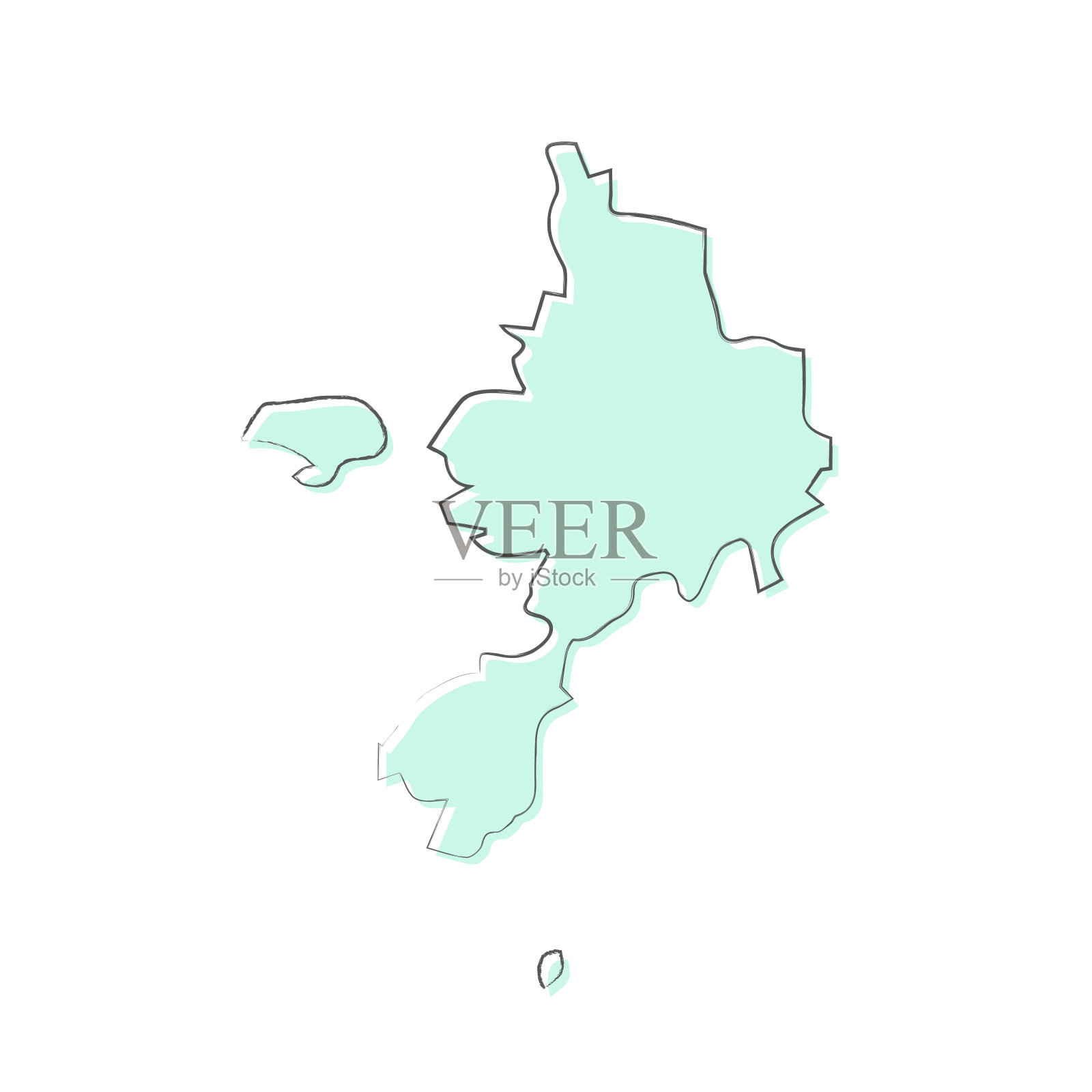 萨克地图手绘在白色背景-时尚的设计插画图片素材