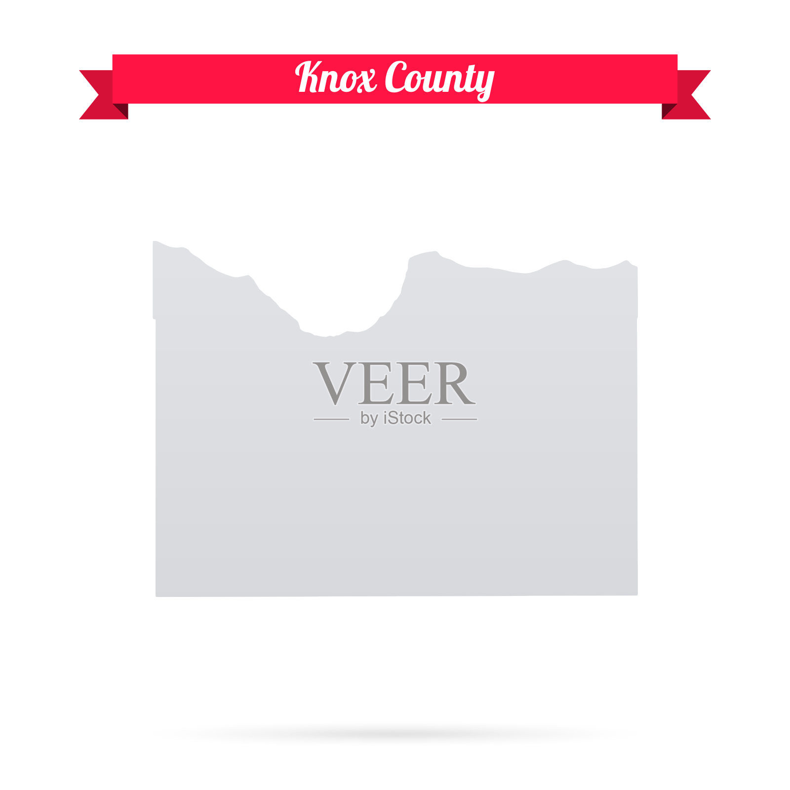 内布拉斯加州诺克斯县。白底红旗地图插画图片素材