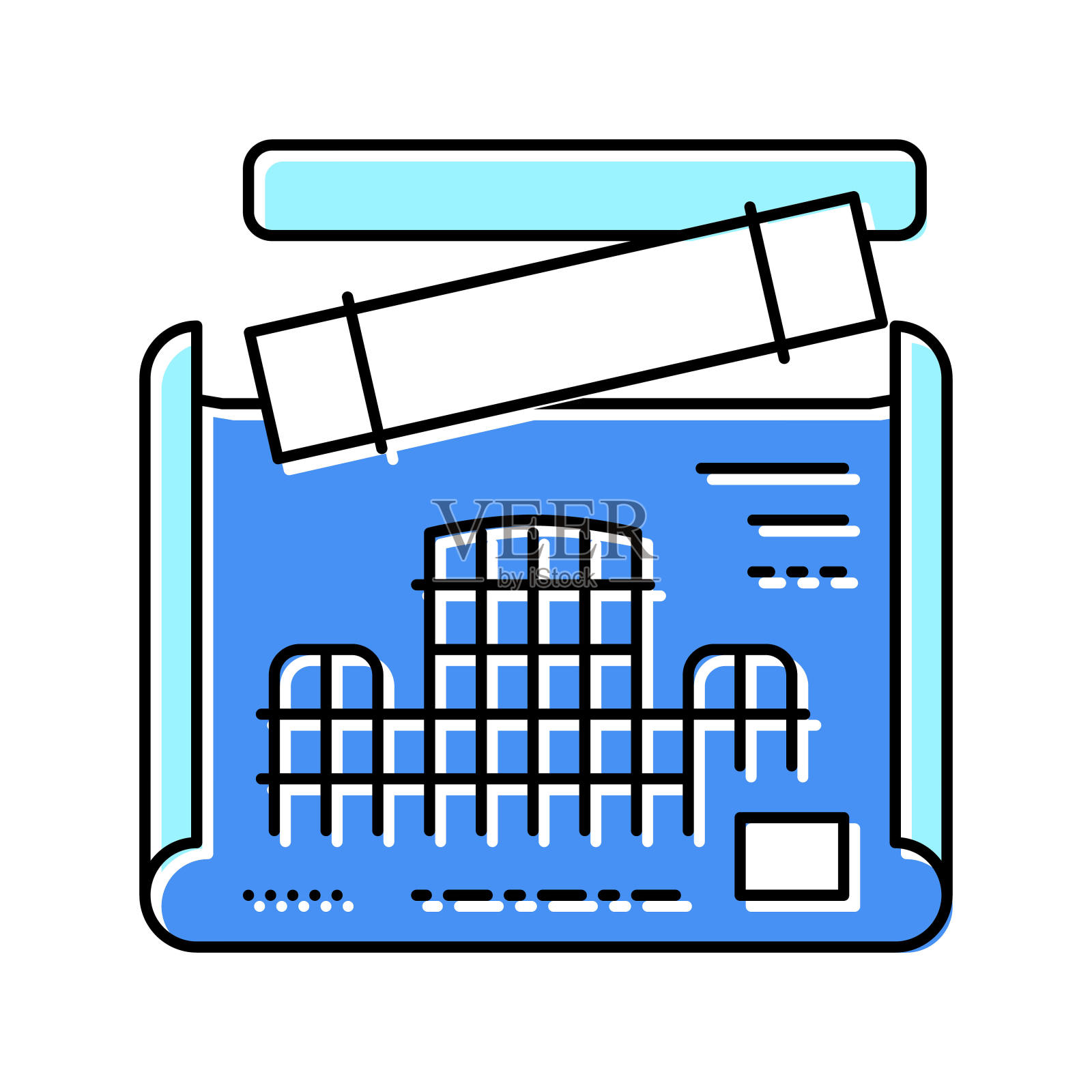 工程师项目蓝图彩色图标矢量插图图标素材