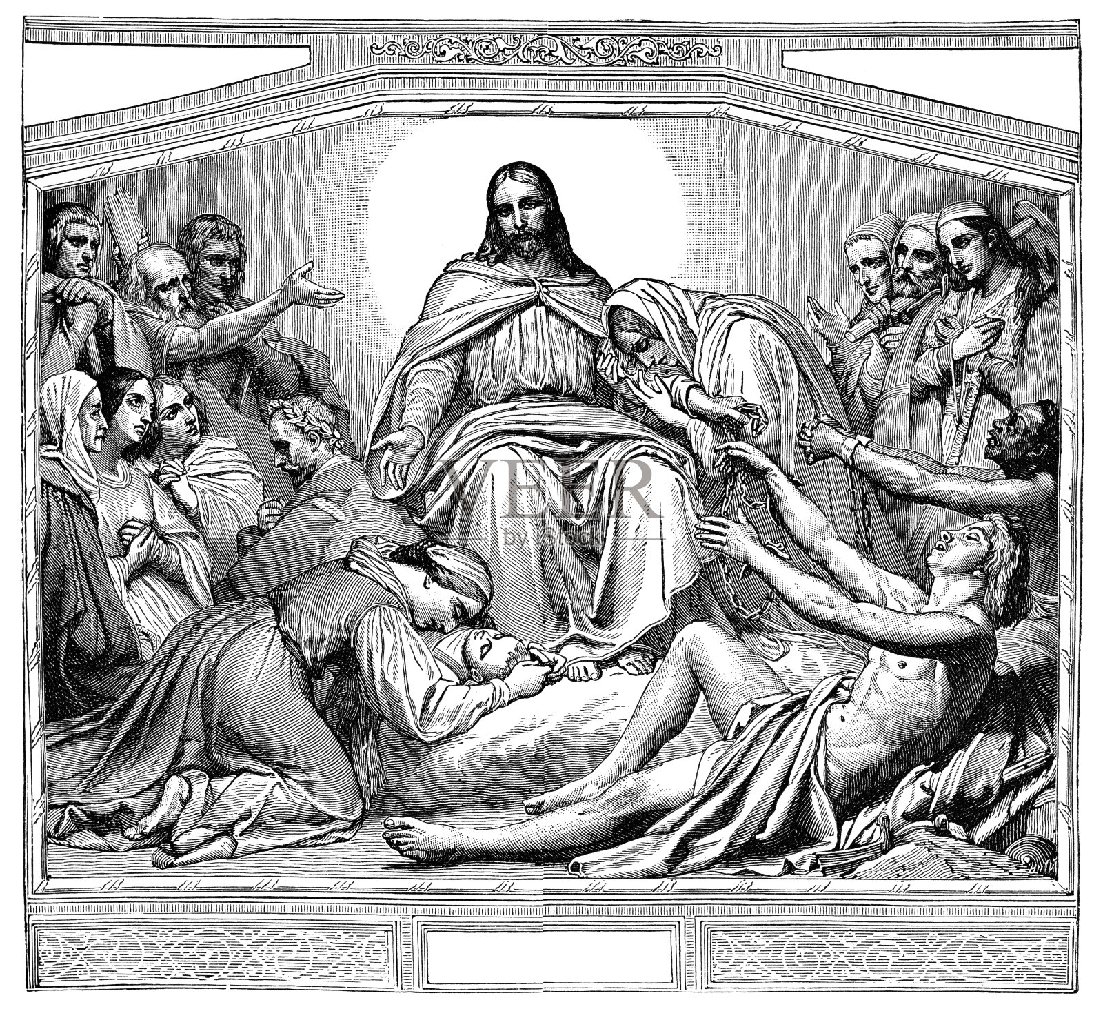 阿特·谢弗的《Christus Consolator》- 19世纪插画图片素材