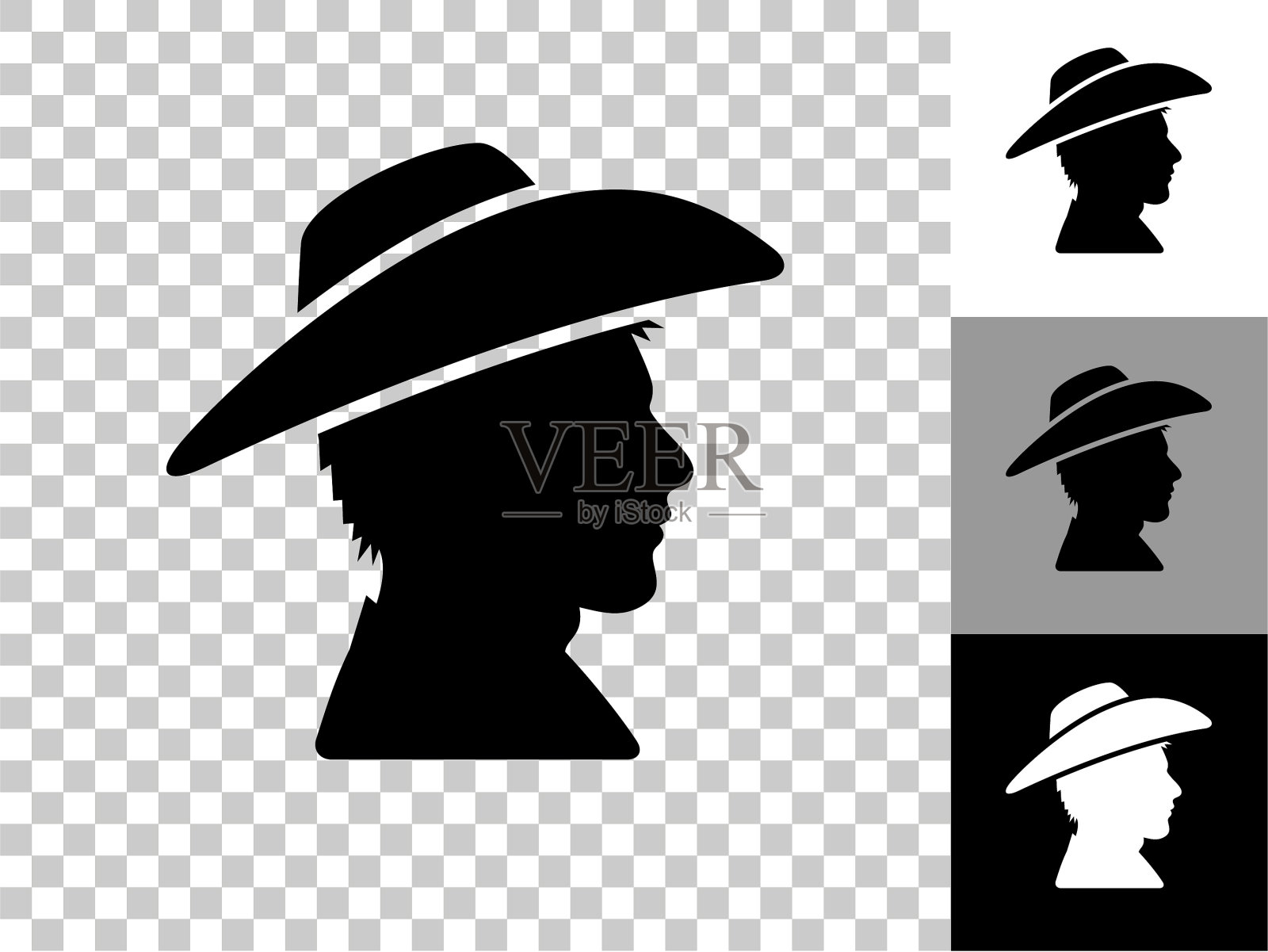 牛仔图标在棋盘上透明的背景插画图片素材