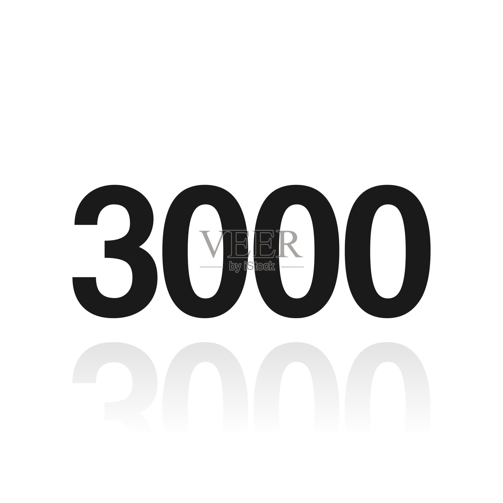 3000 - 3000。白色背景上反射的图标插画图片素材