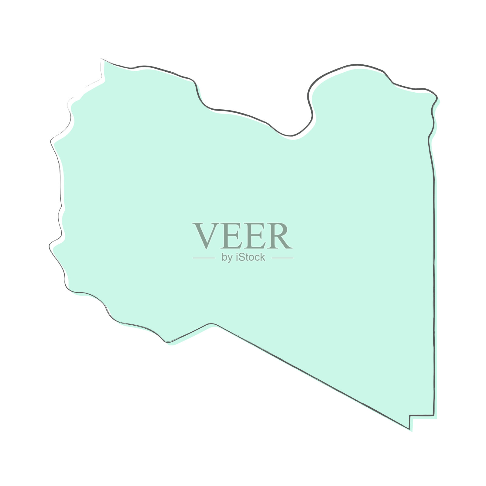 利比亚地图手绘在白色的背景-时尚的设计插画图片素材