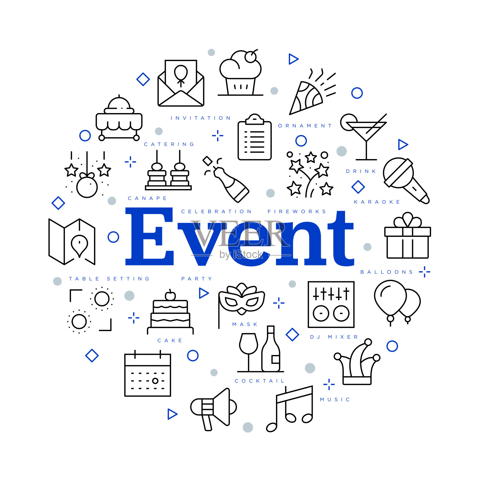 事件的概念。矢量设计与图标和关键字。插画图片素材