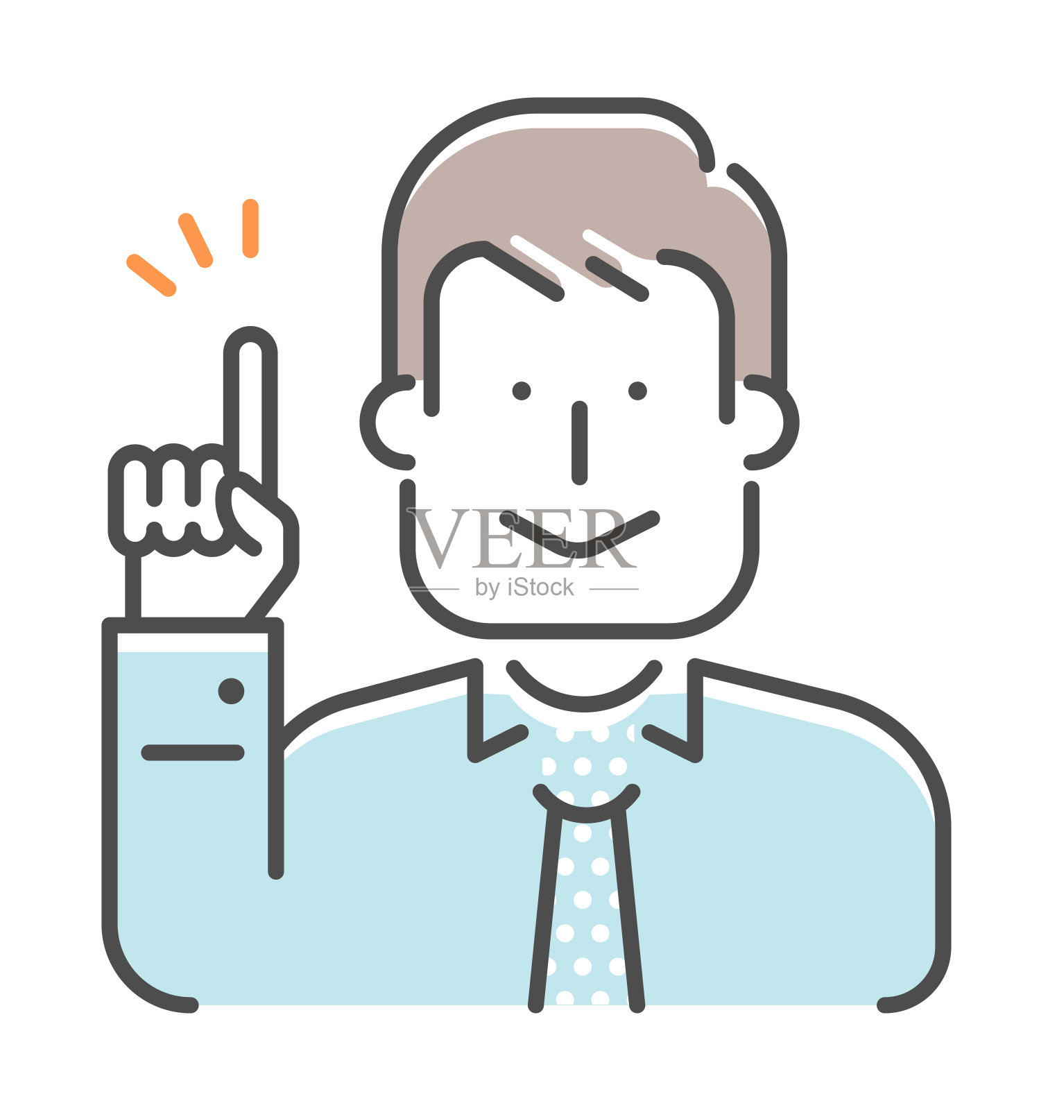 简单的商人(上半身)手势插图|想法,指点,灵感插画图片素材