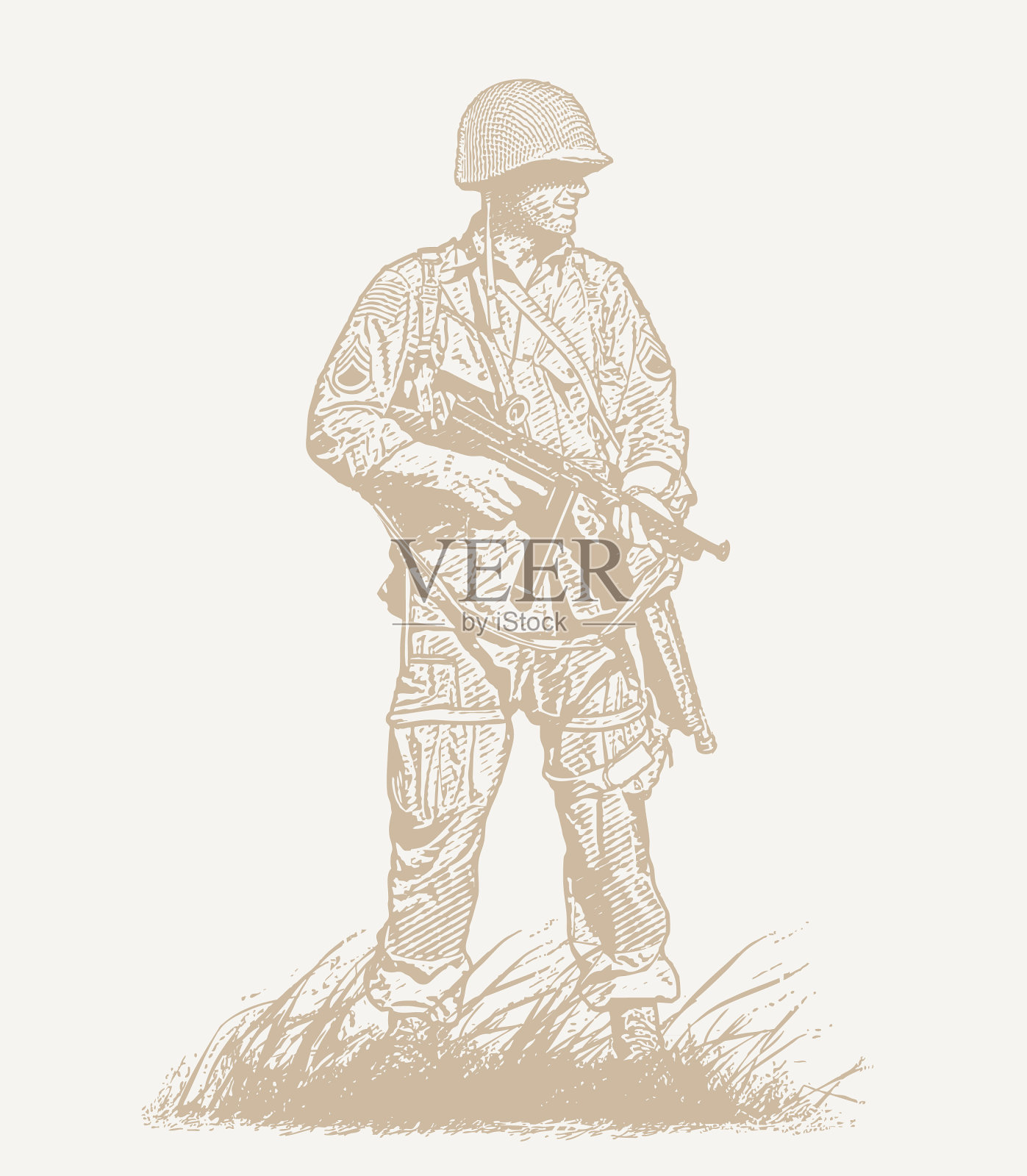 二战士兵在奥马哈海滩插画图片素材