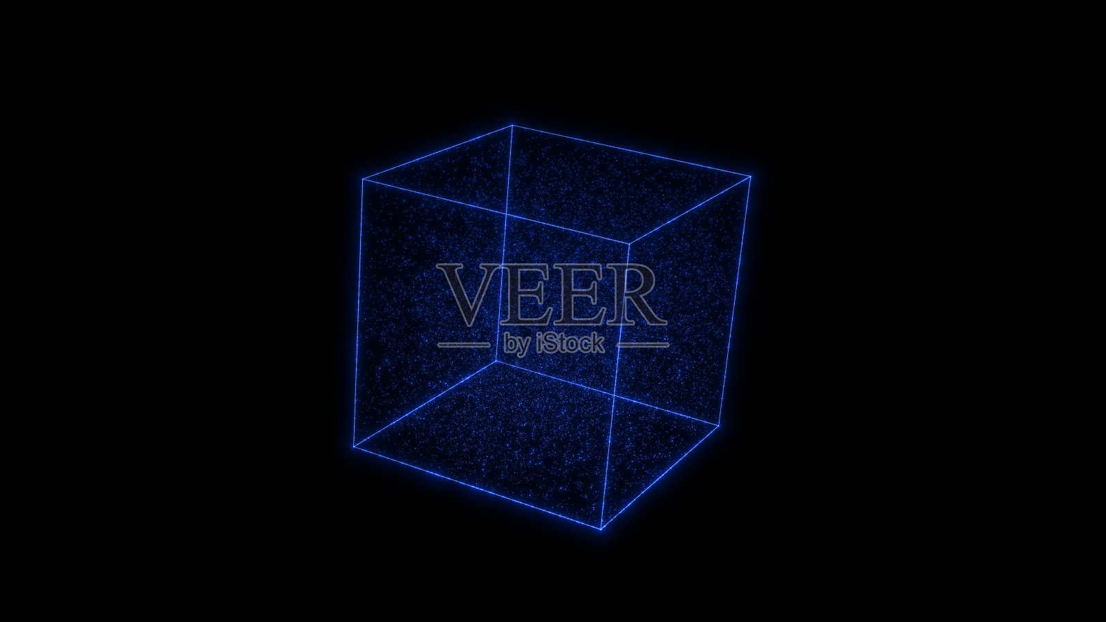 发光立方体HUD元素。装有粒子的容器。丛风格。照片摄影图片