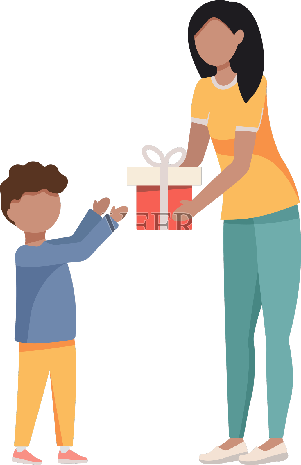 平脸女孩送礼物给男孩设计元素图片