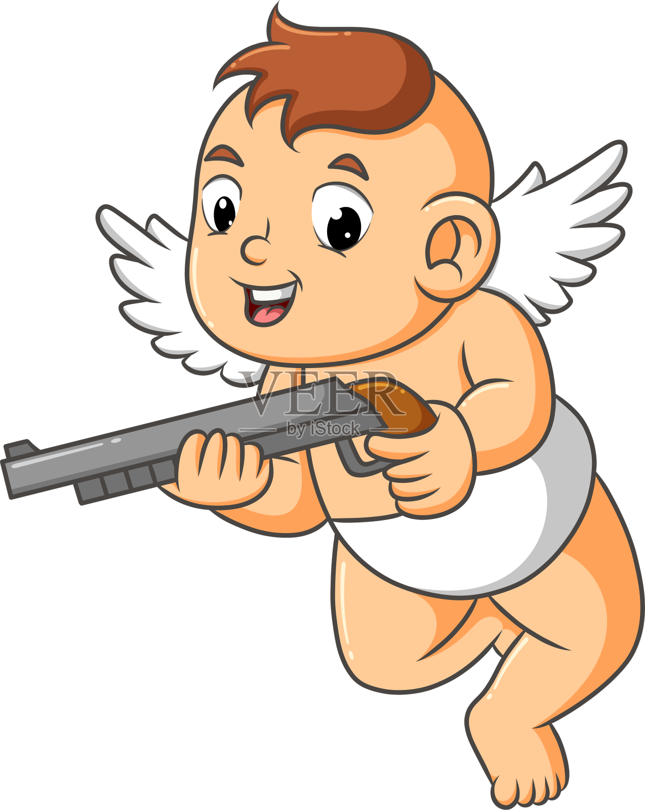 酷酷的丘比特拿着一把枪设计元素图片