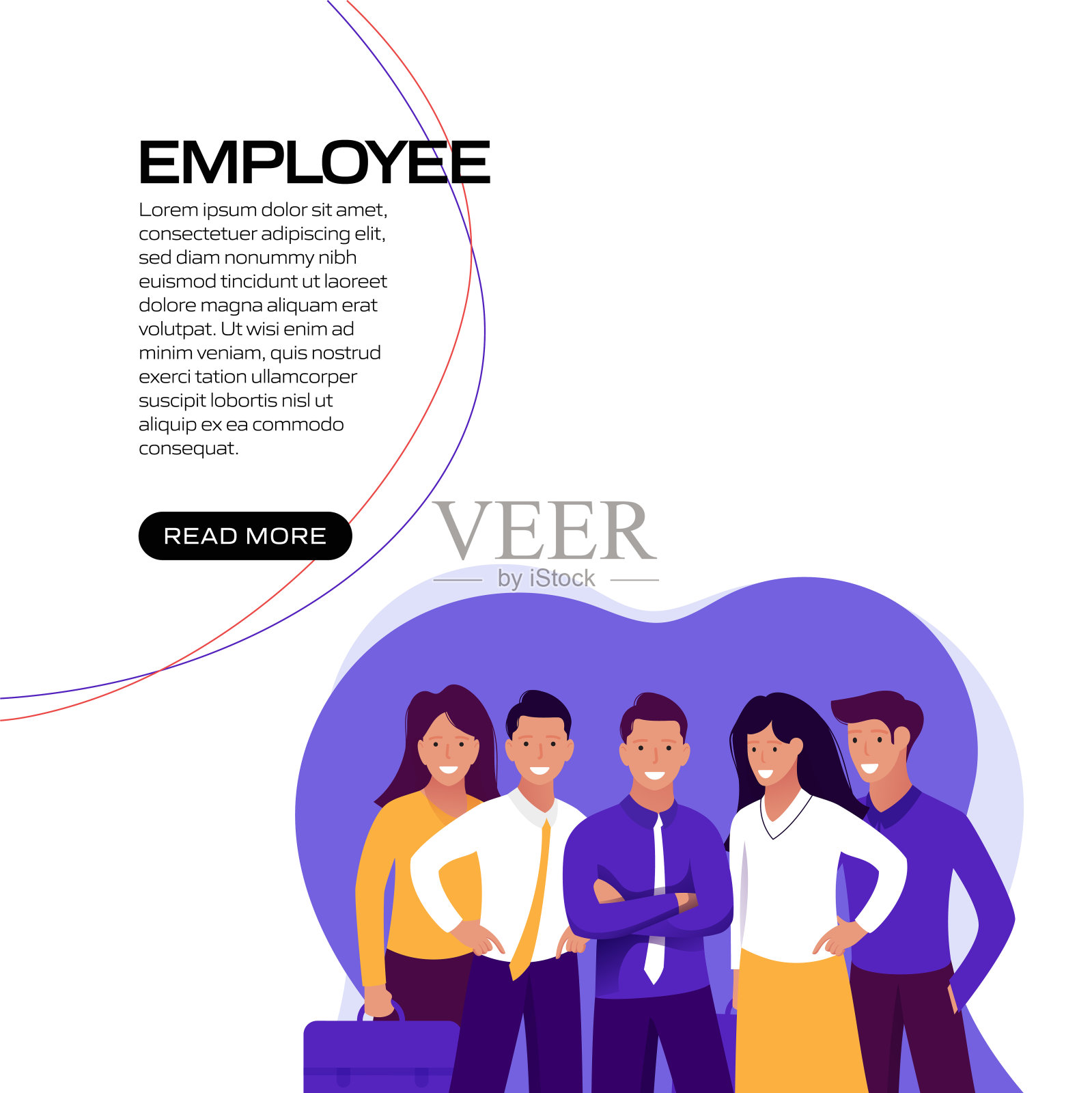 员工概念矢量插图网站横幅,广告和营销材料,在线广告,业务演示等。插画图片素材