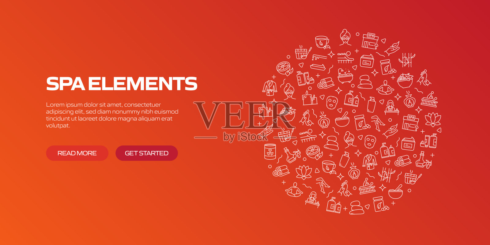 SPA元素网络横幅与线性图标,时髦的线性风格向量插画图片素材