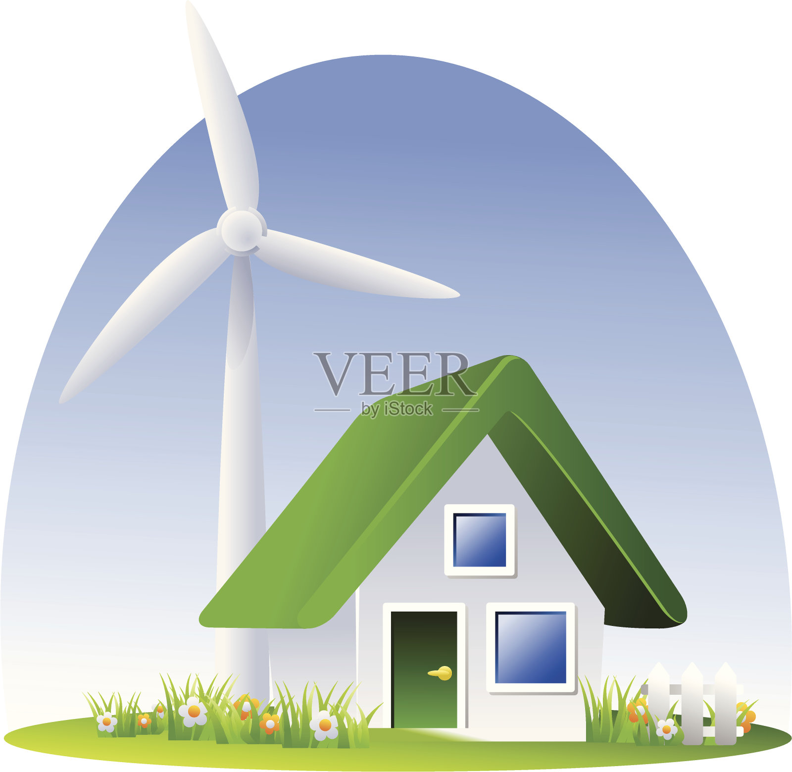 风力驱动的家插画图片素材