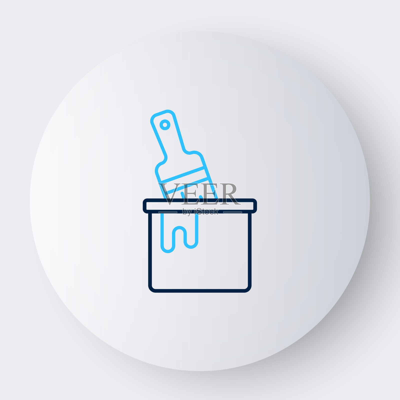 线漆桶与刷子图标隔离插画图片素材