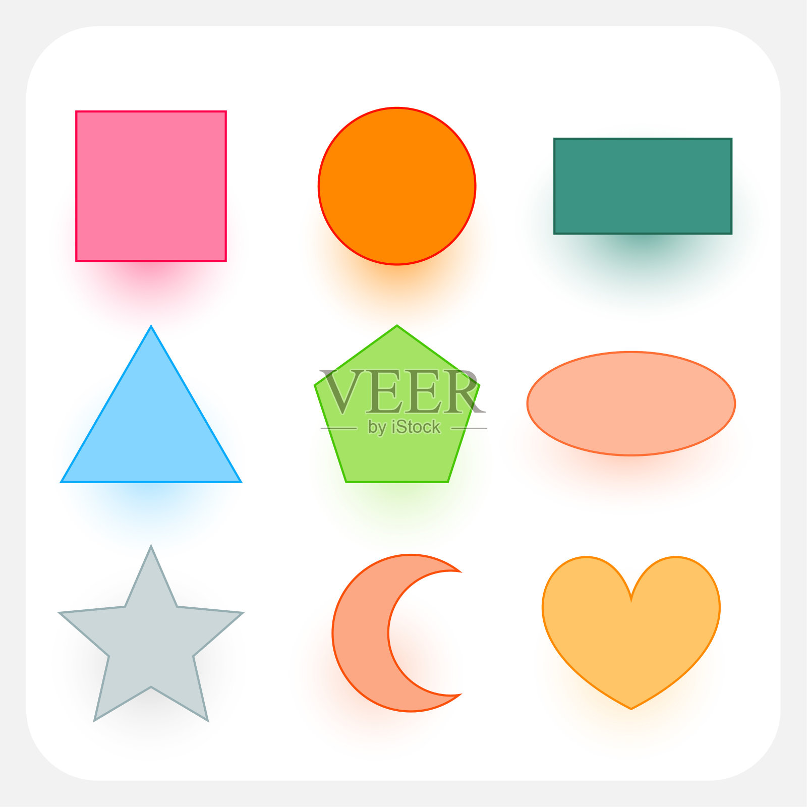 线条风格的彩色基本几何形状集插画图片素材