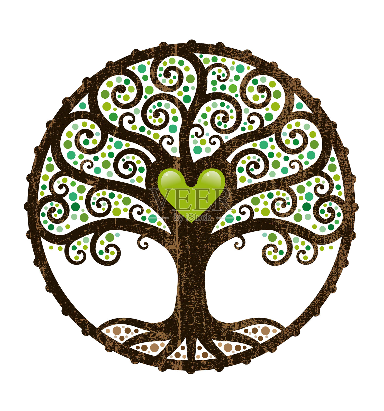 华丽的圆形心形树插画图片素材