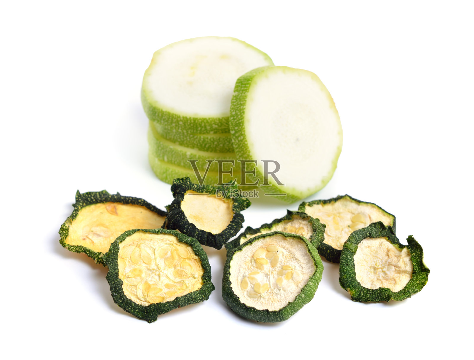 干西葫芦片孤立在白色背景照片摄影图片