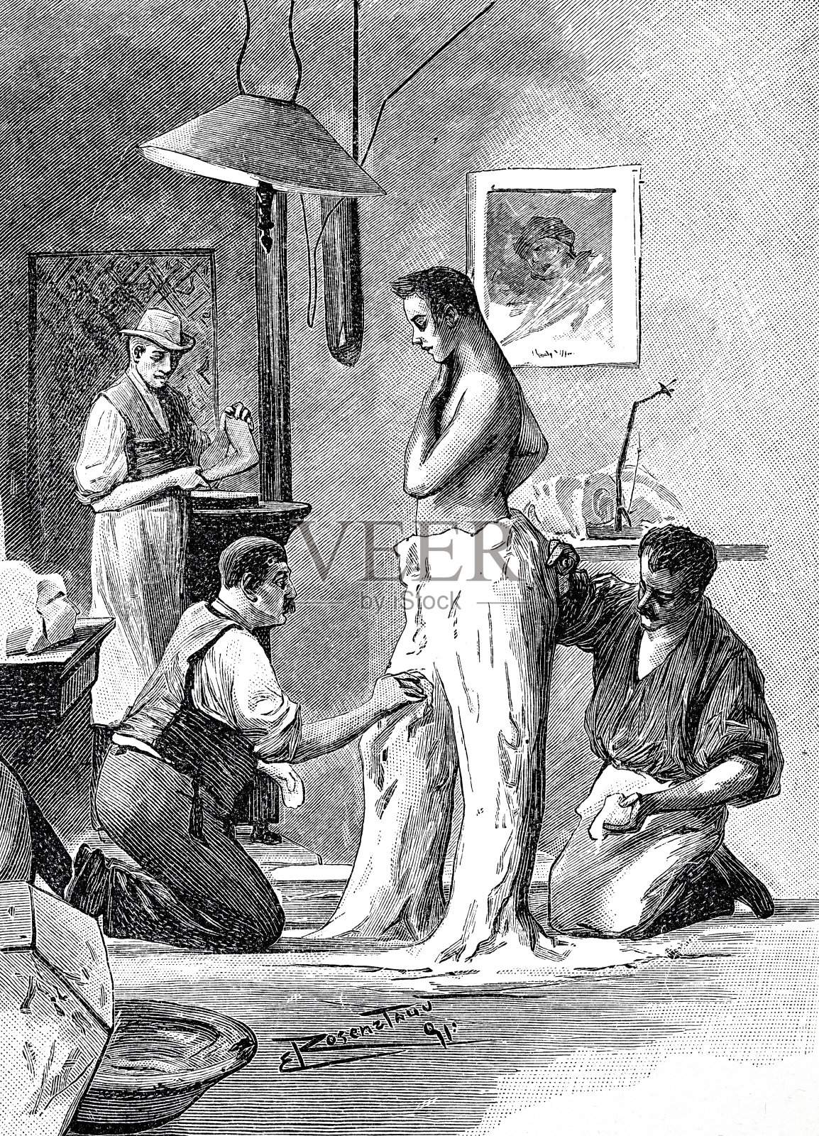 塑造雕像,塑造人插画图片素材