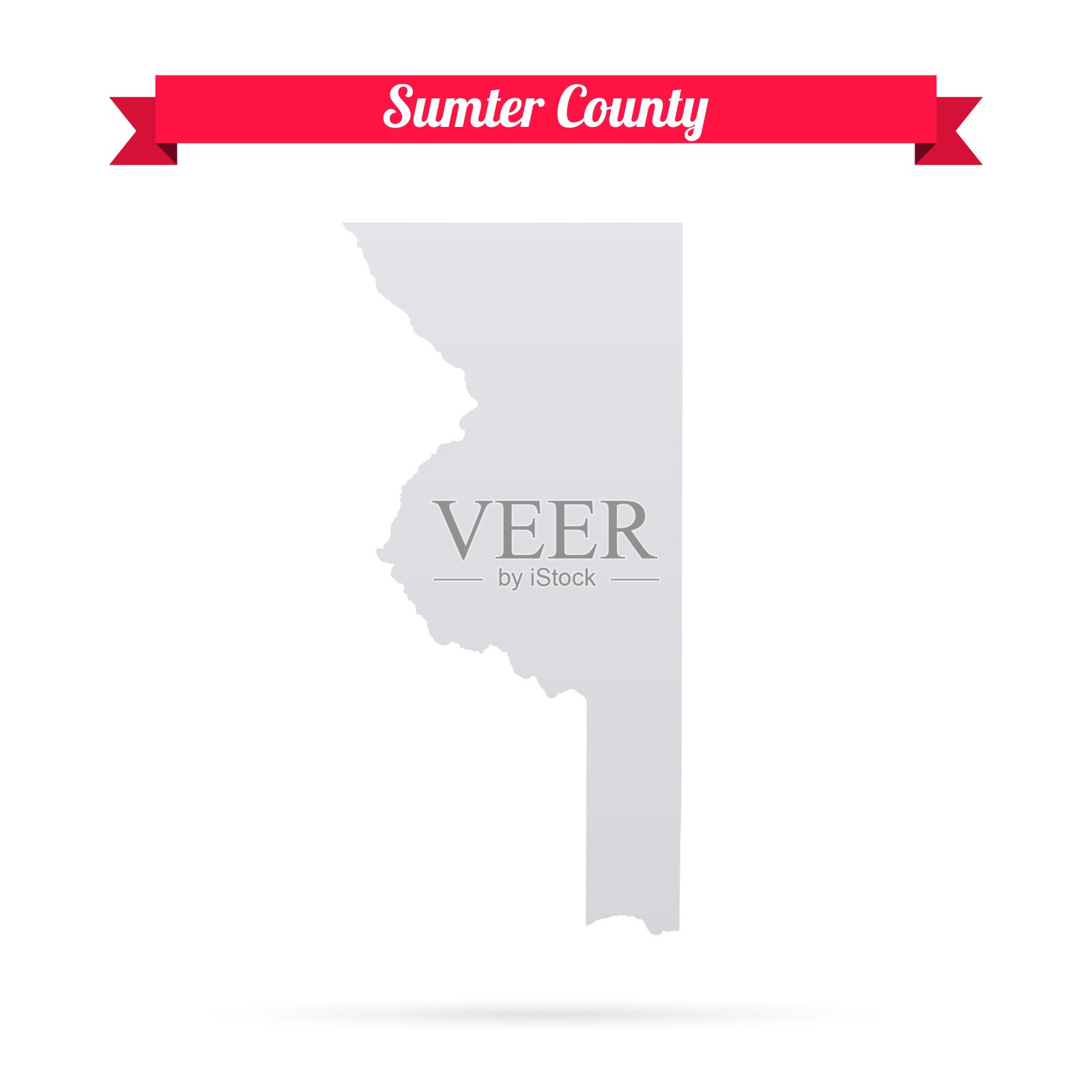 萨姆特县,佛罗里达州。白底红旗地图插画图片素材