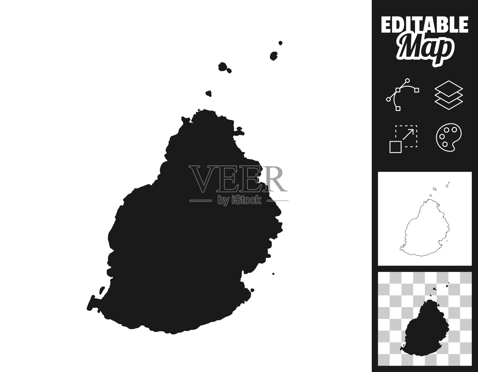 毛里求斯地图设计。轻松地编辑插画图片素材