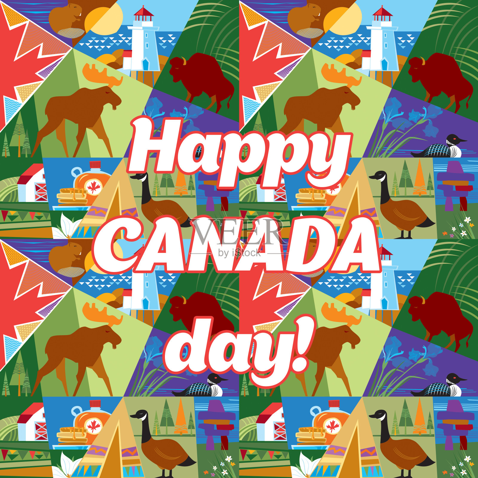 加拿大国庆日快乐!插画图片素材