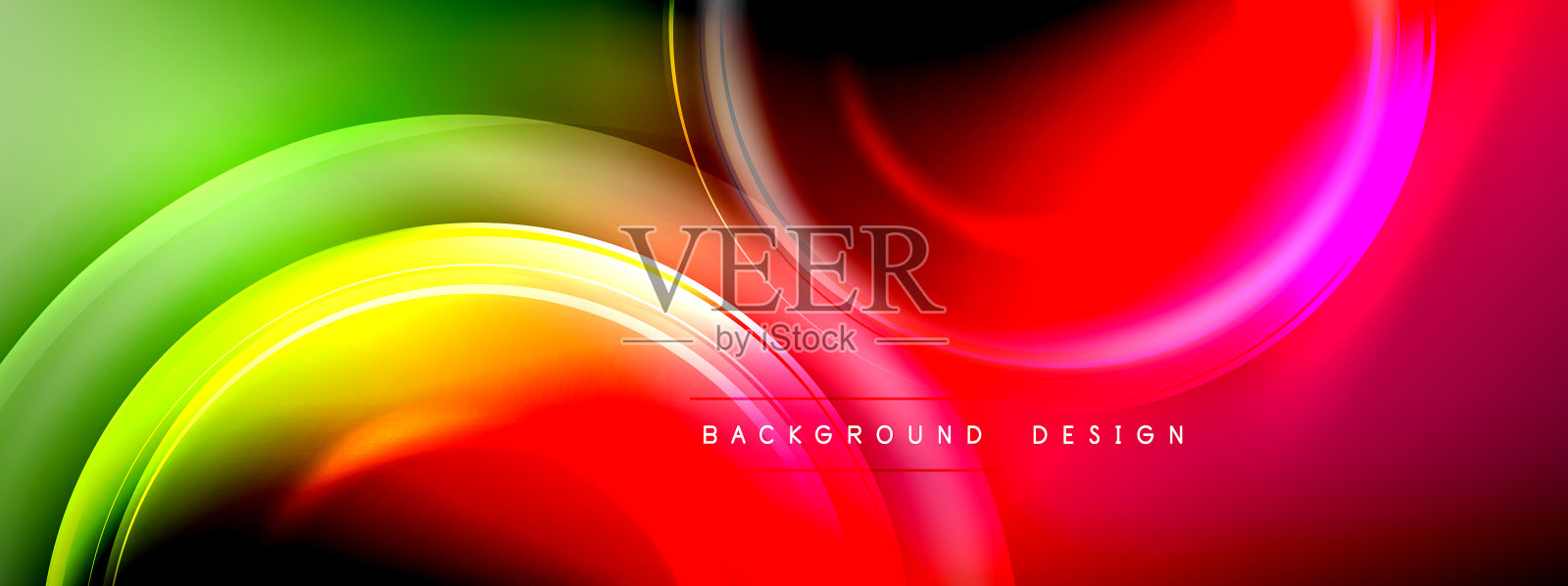 圆线和气泡上明亮的发光效果插画图片素材