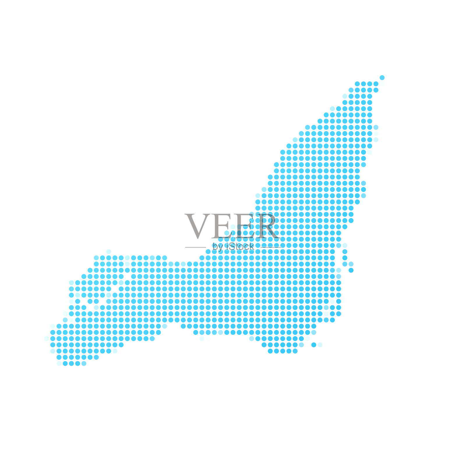 蒙特利尔岛地图在白色背景上的蓝点插画图片素材