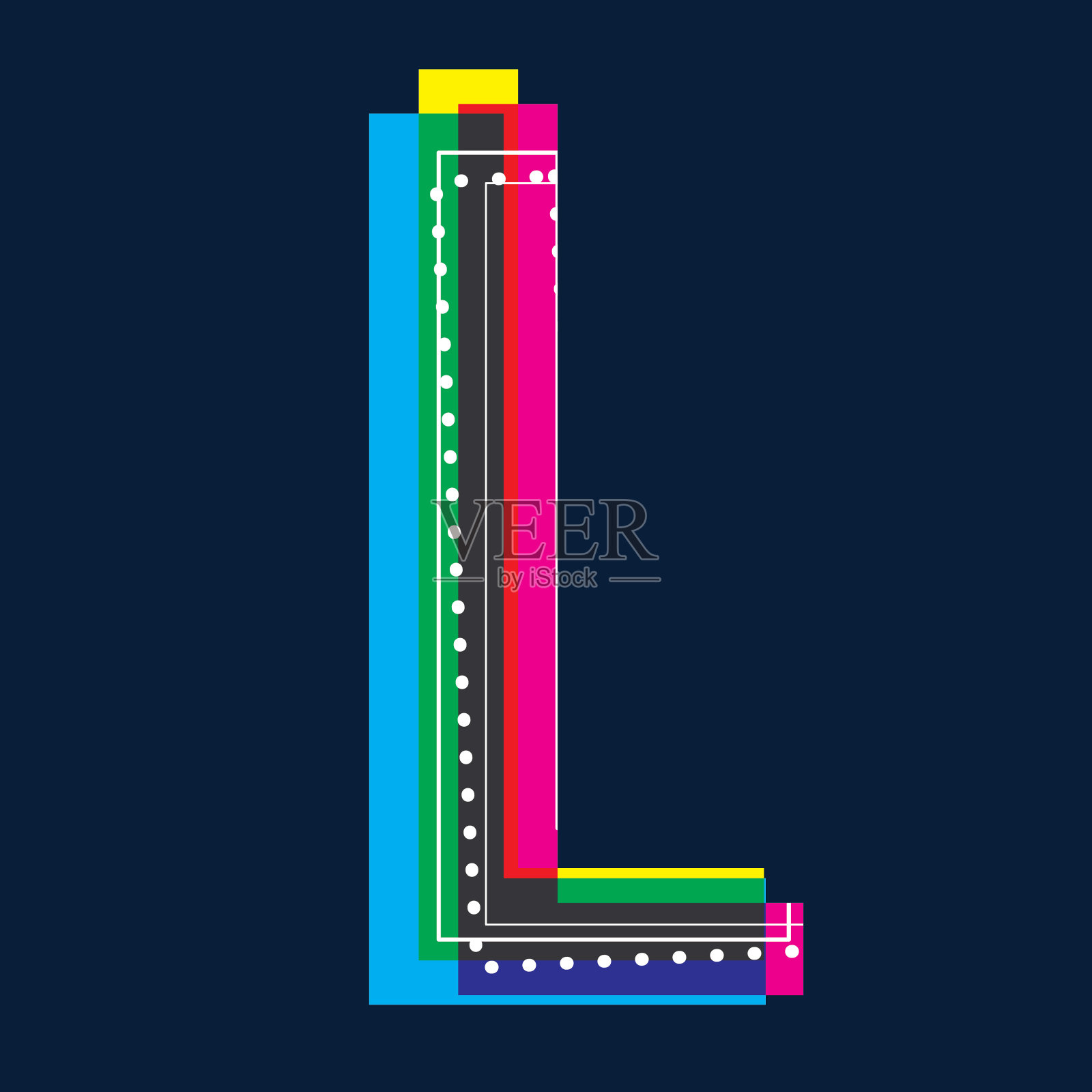 CMYK颜色字母POP复古时尚风格插画图片素材