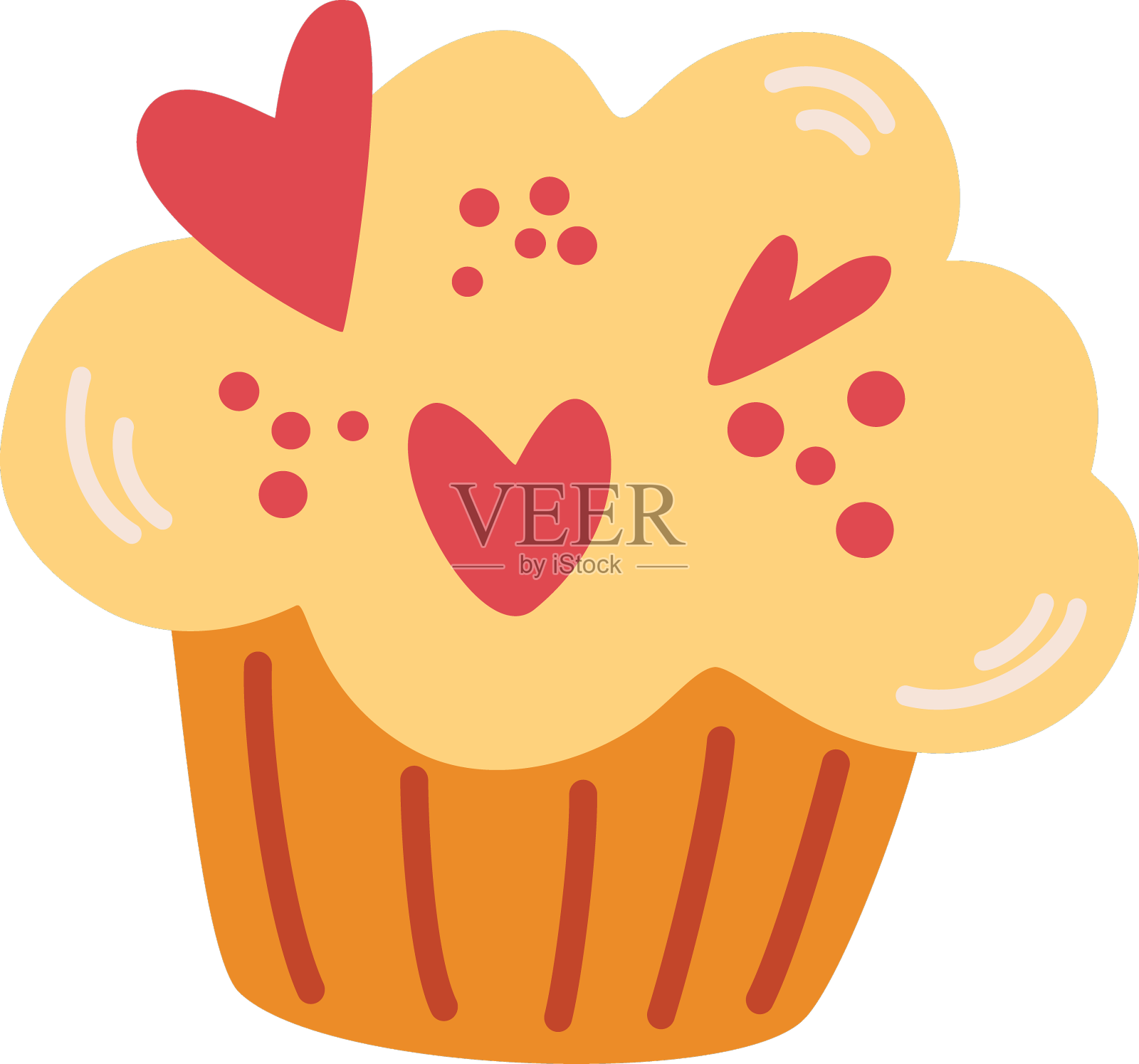 松饼配爱心甜点小蛋糕设计元素图片