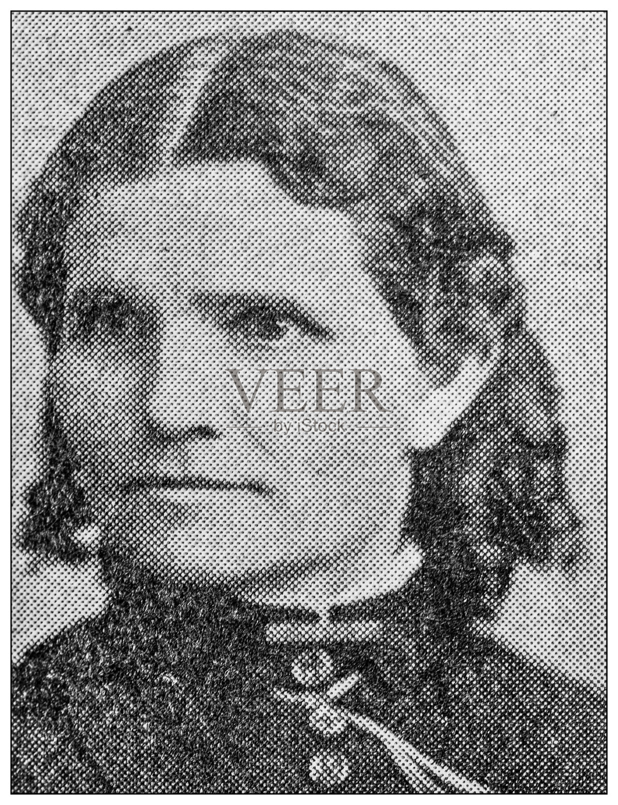 著名人物的古董肖像:L L格林·理查兹插画图片素材