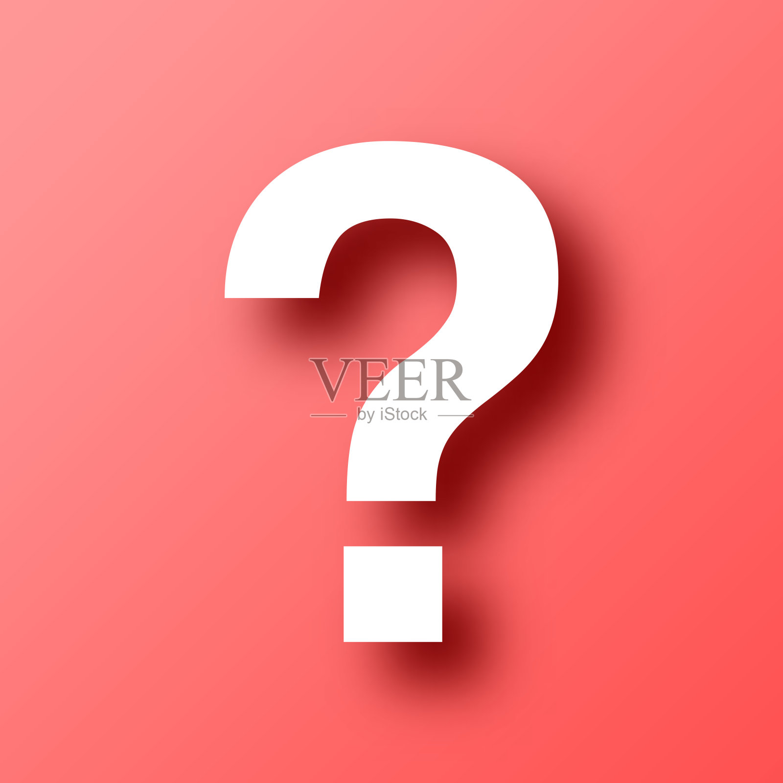 问号。图标在红色背景与阴影插画图片素材
