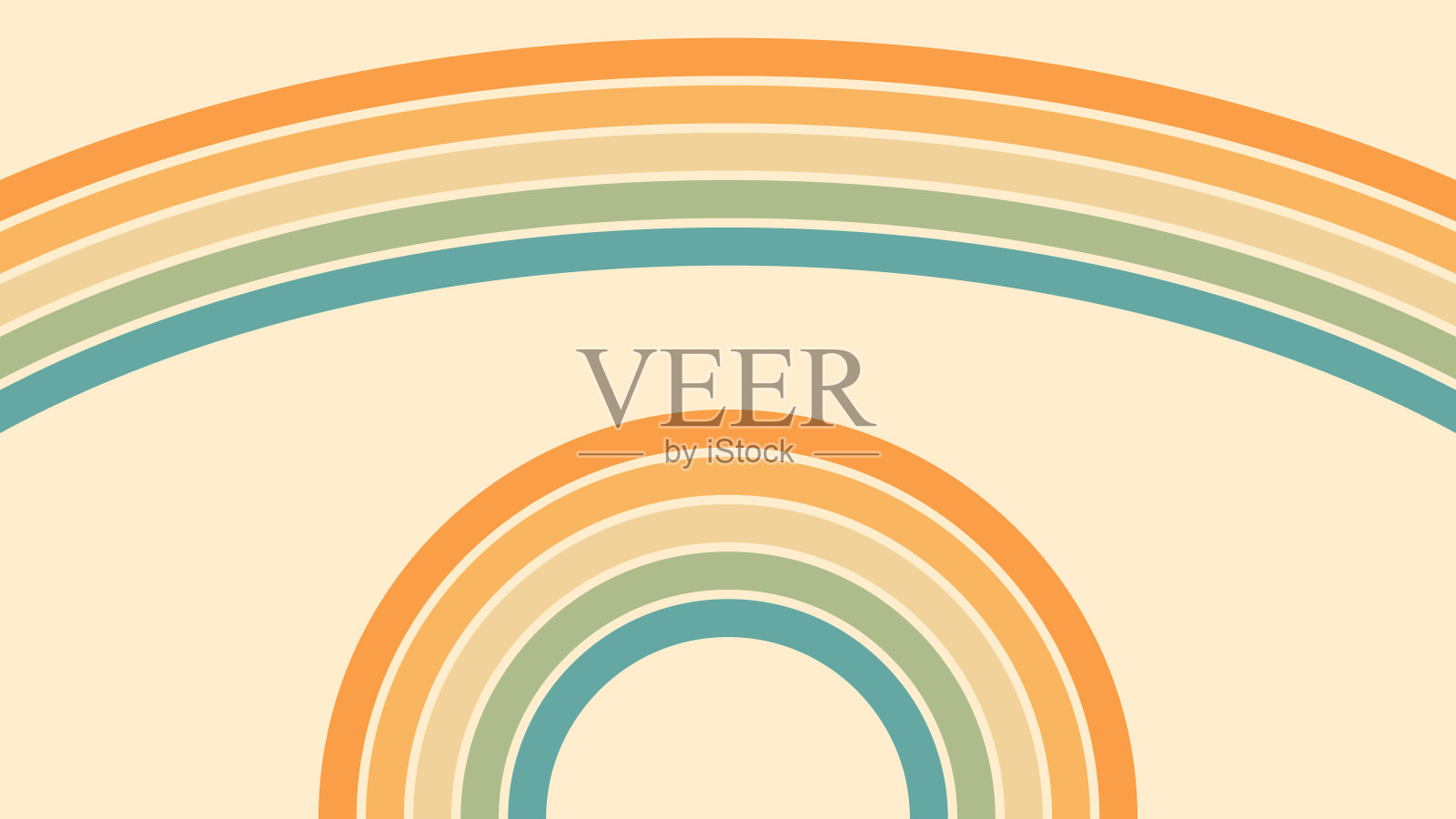 抽象背景彩虹groovy波浪线设计在20世纪70年代的嬉皮士复古风格。矢量图案准备用于布料,纺织品,包裹和其他。插画图片素材