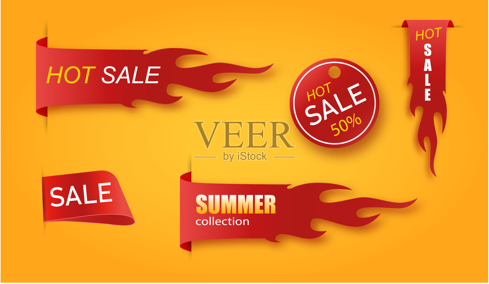 向量收集夏季收集价格标签。孤立的丝带销售条幅。新收藏品的提供。设计元素图片