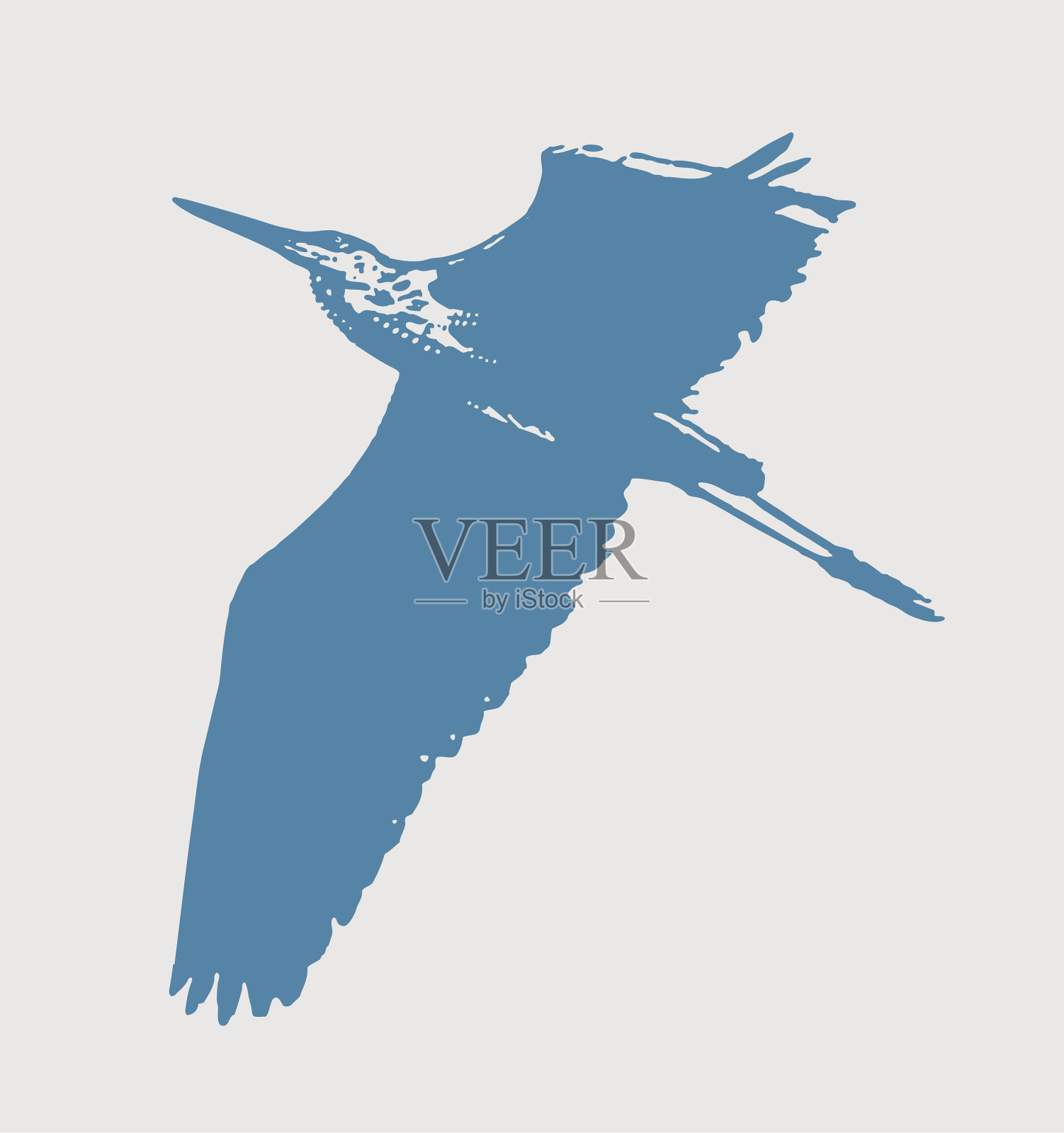 大蓝鹭飞翔插画图片素材