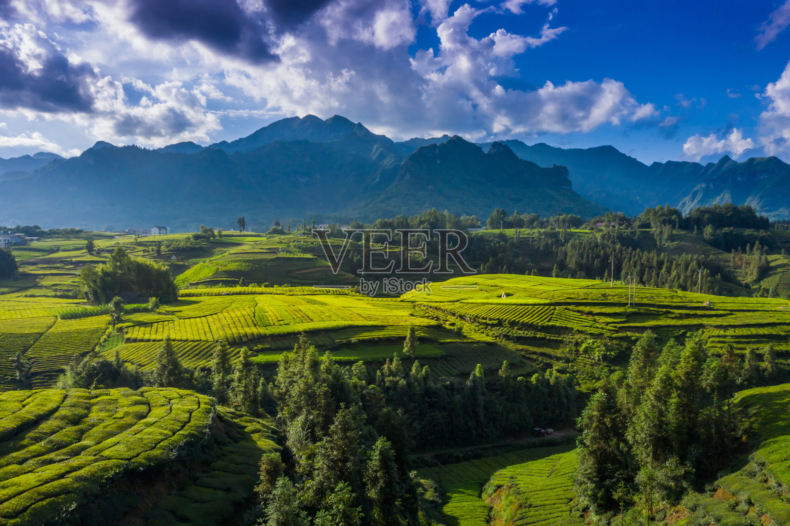云层中的梯田照片摄影图片