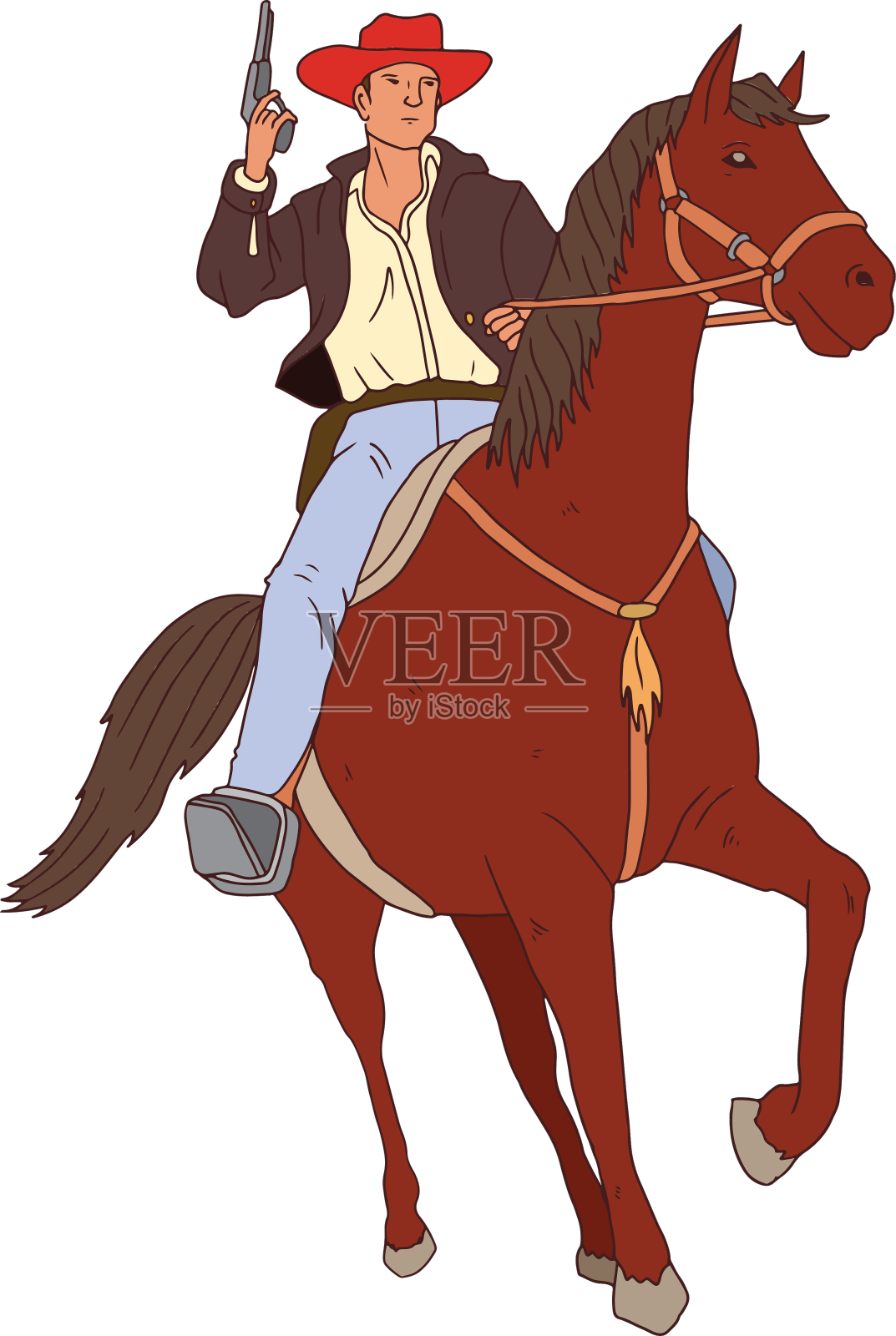 骑在马上拿枪的牛仔设计元素图片