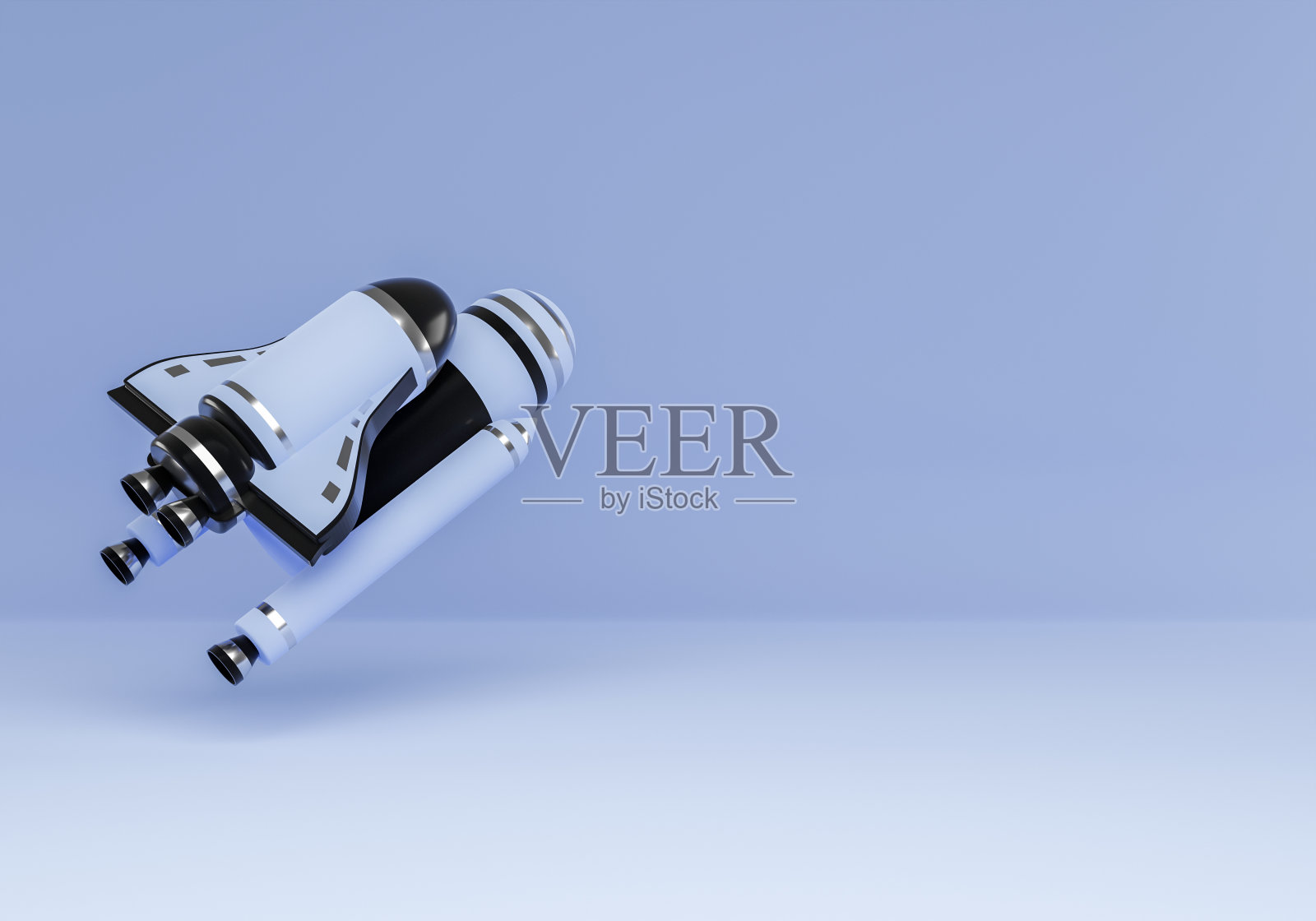 3d渲染火箭或航天器隔离在蓝色照片摄影图片