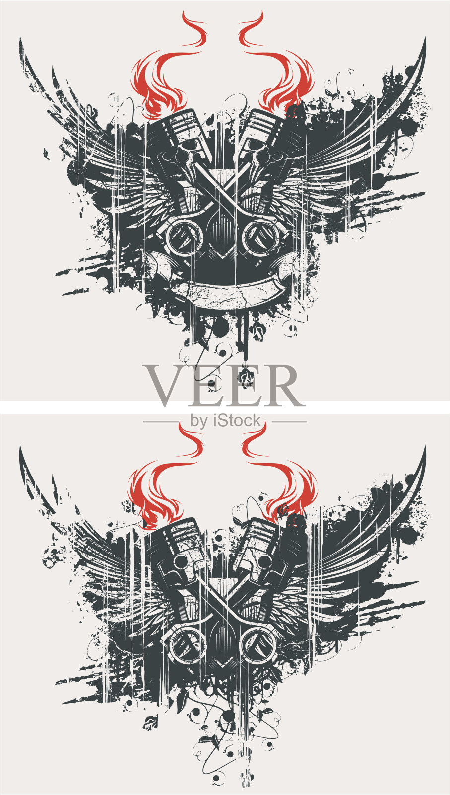 有翼的十字架活塞插画图片素材