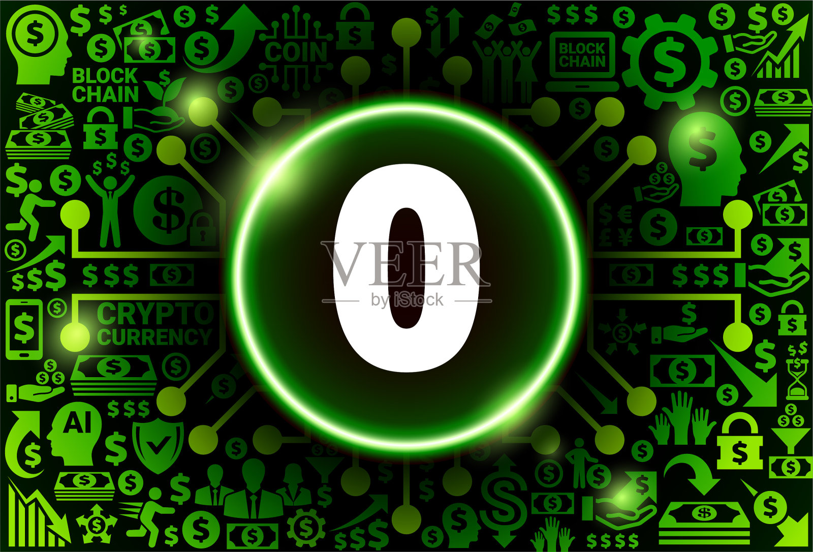 金融加密货币背景上的数字0图标插画图片素材