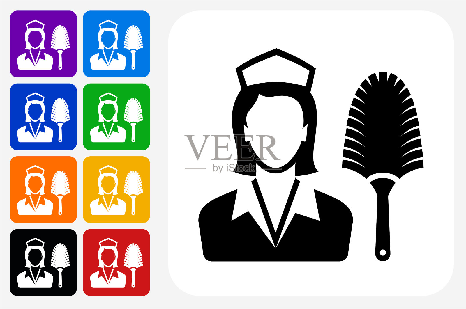 酒店客房服务图标广场按钮设置插画图片素材