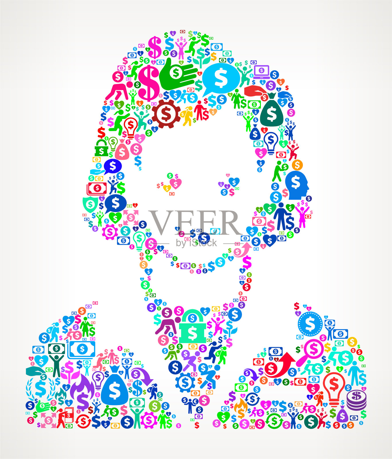 女人的脸肖像金钱矢量图标模式插画图片素材