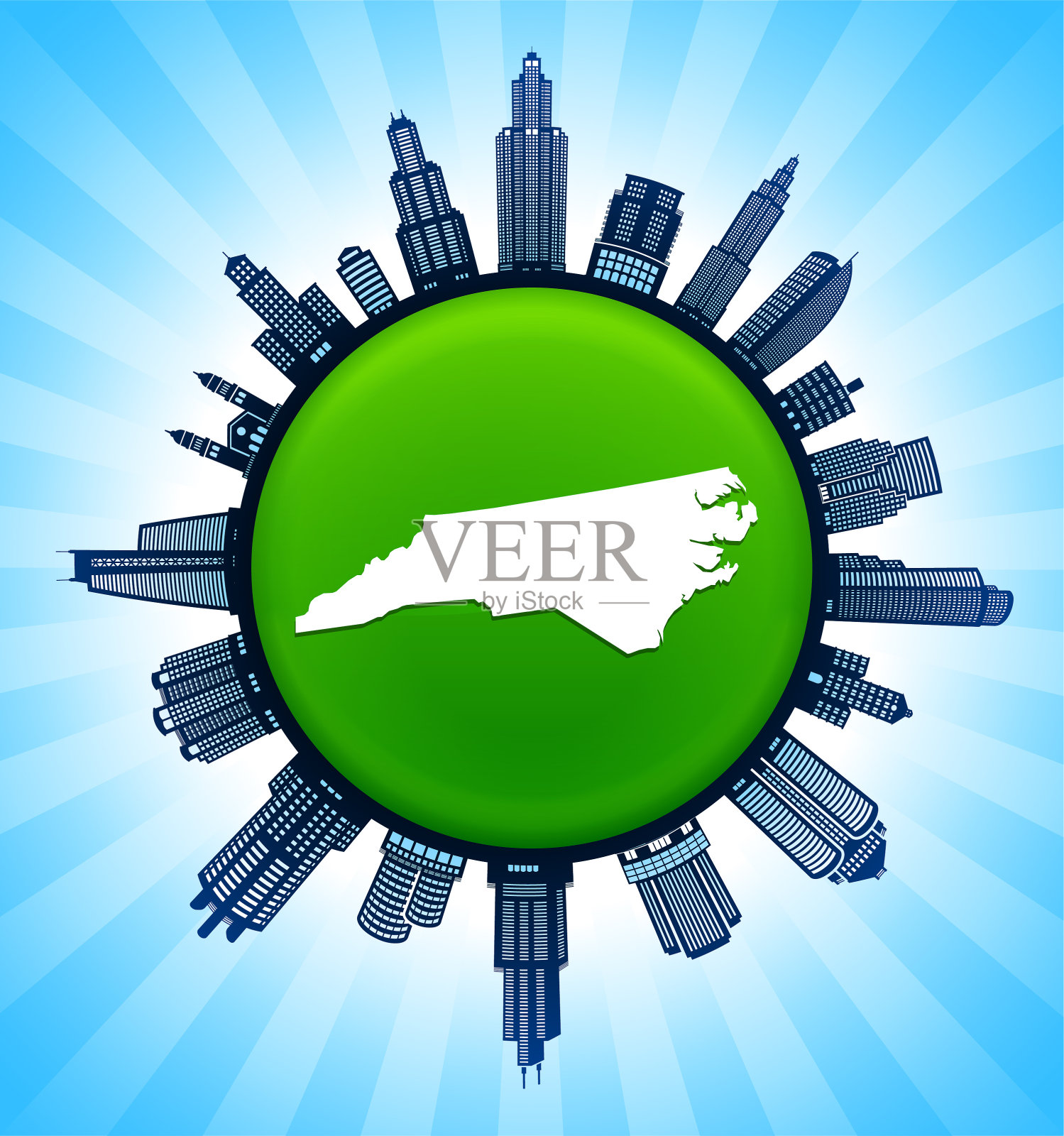 北卡罗来纳州地图绿色环境保护城市天际线背景插画图片素材