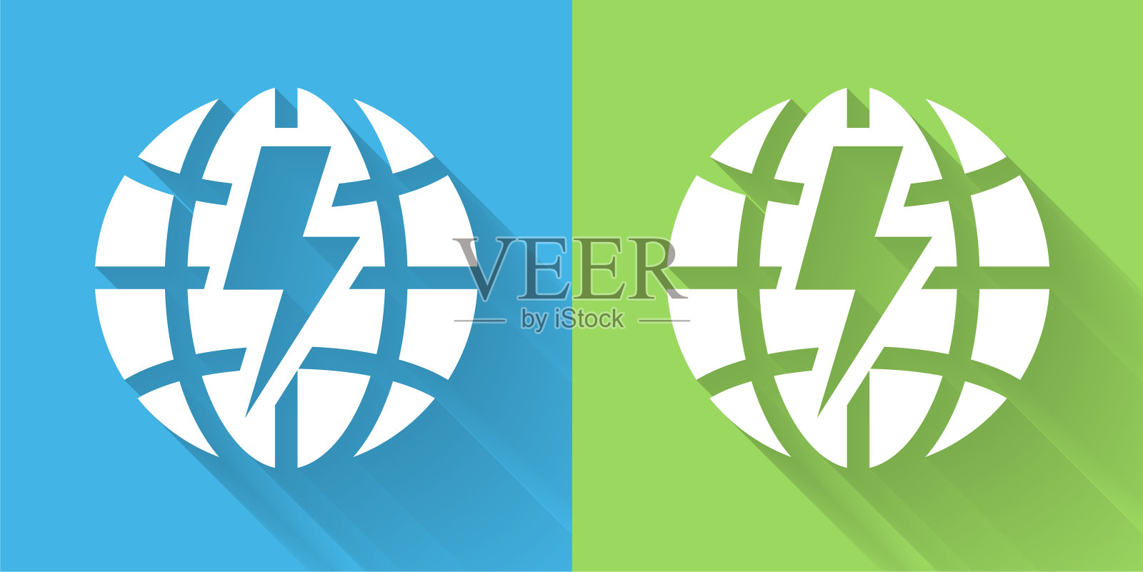 地球能源图标与长影子插画图片素材