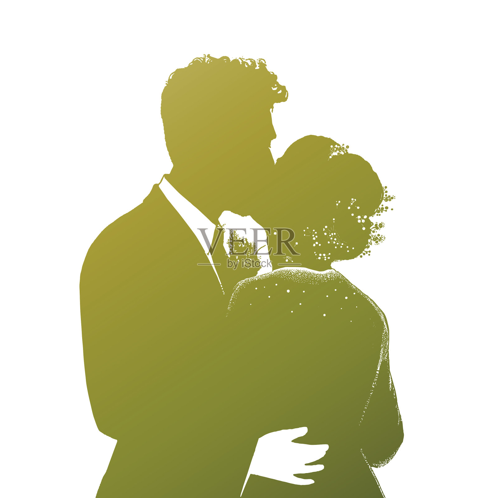 婚礼上新娘和新郎的初吻插画图片素材