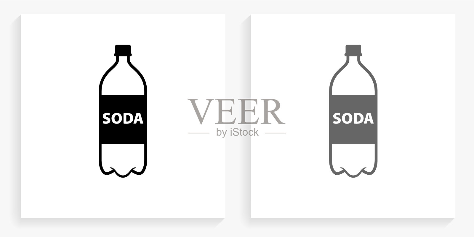 汽水瓶黑白方形图标插画图片素材