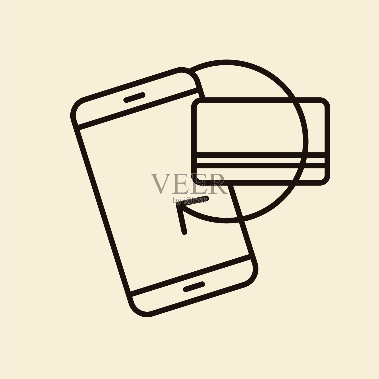 手机信用卡-细线电话图标插画图片素材