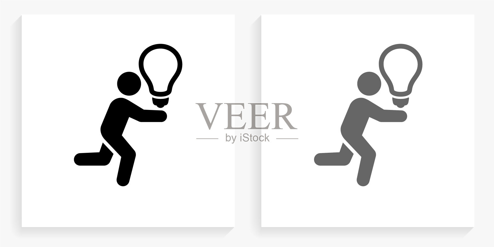 追逐想法黑白方形图标插画图片素材