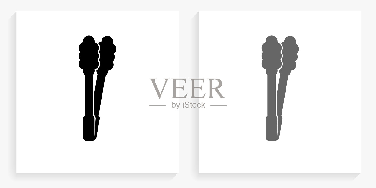 烧烤钳黑色和白色方形图标插画图片素材