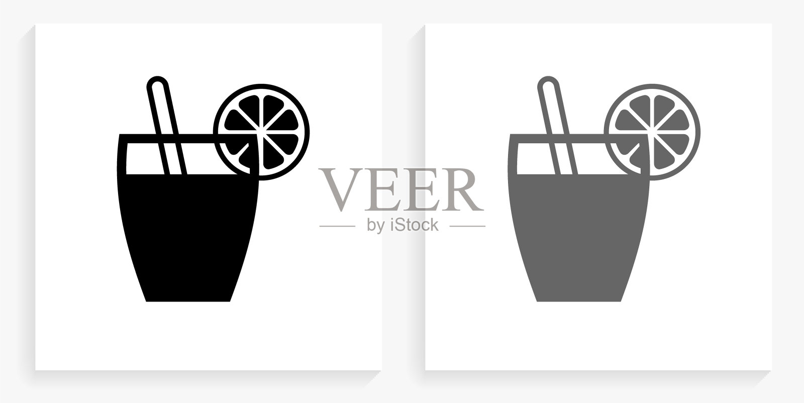 果汁黑白方形图标插画图片素材