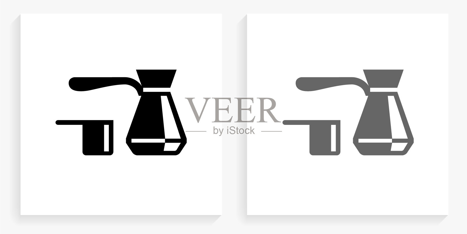 咖啡黑白方形图标插画图片素材