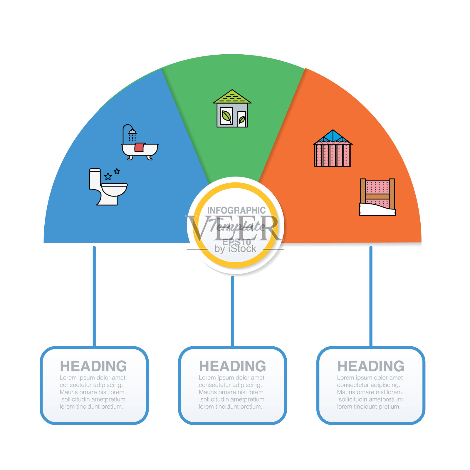 家装信息图与细线图标插画图片素材